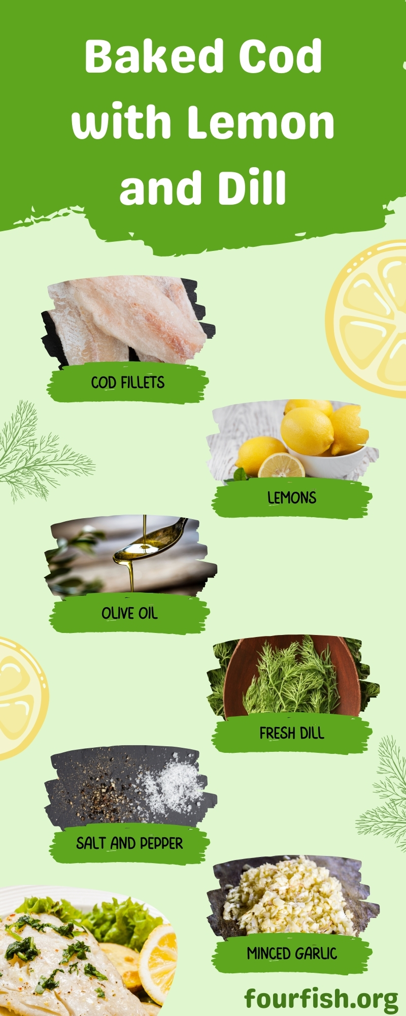 Baked Cod with Lemon and Dill Ingredients Infographic