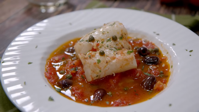 Cod in Tomato Sauce with Olives