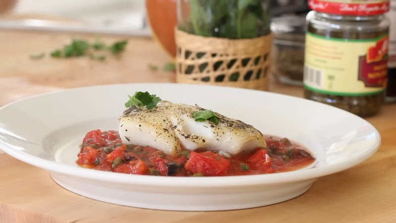 Serve the Cod in Tomato Sauce with Olives